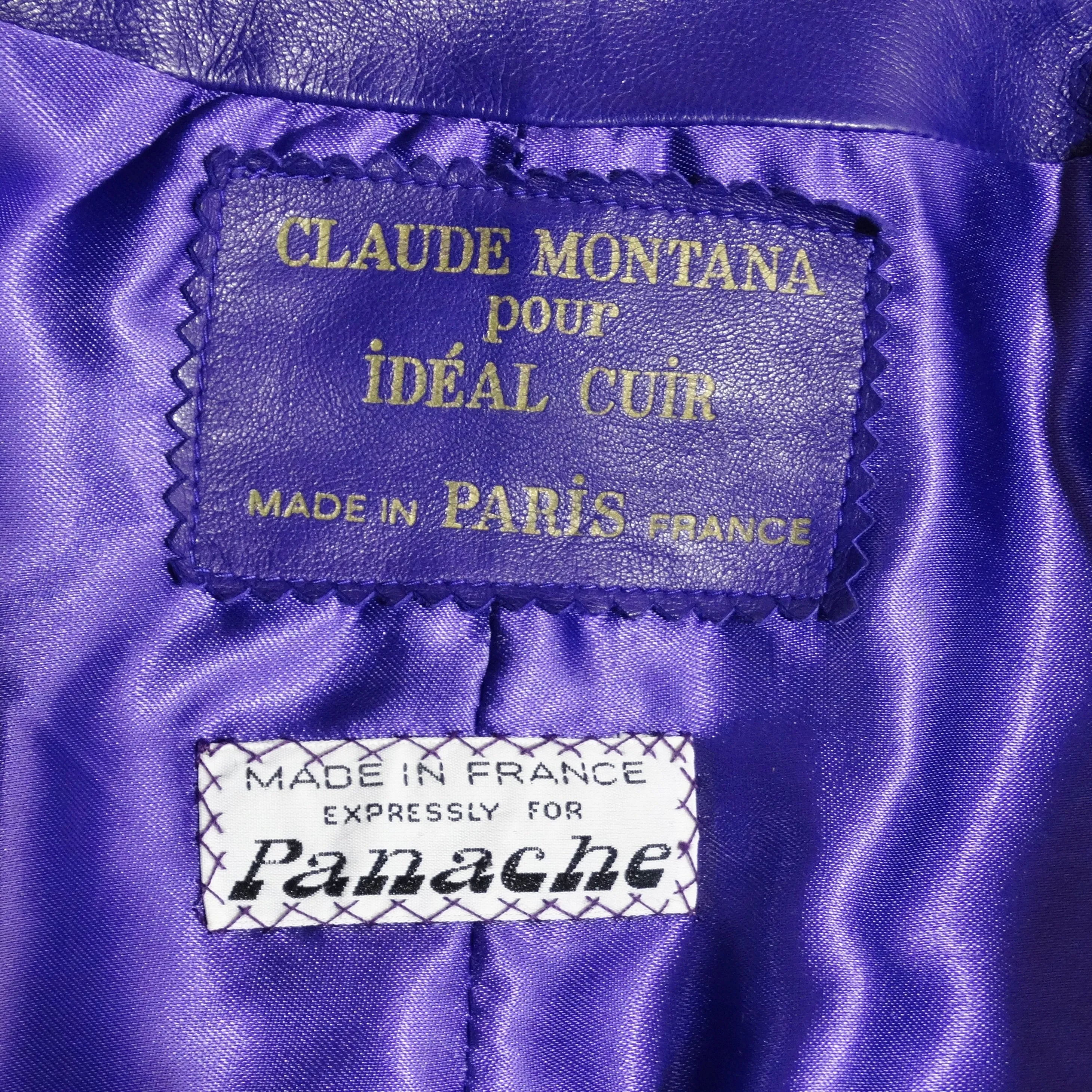 Claude Montana 1980s Purple Leather Cropped Jacket