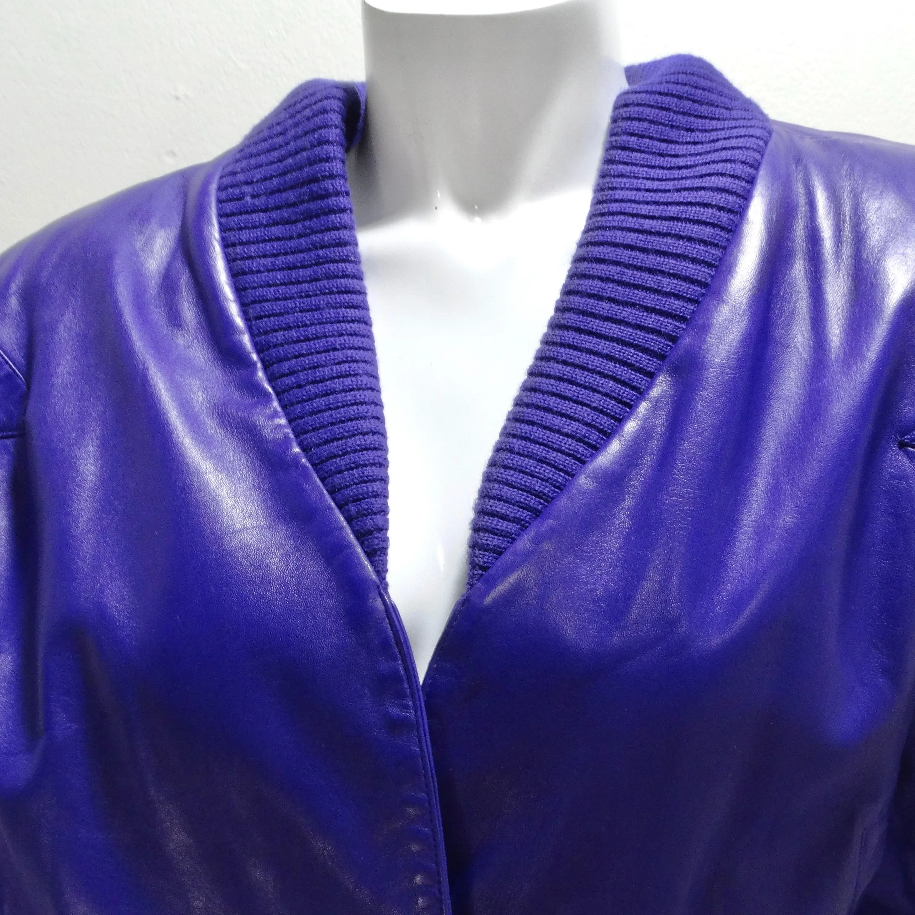 Claude Montana 1980s Purple Leather Cropped Jacket