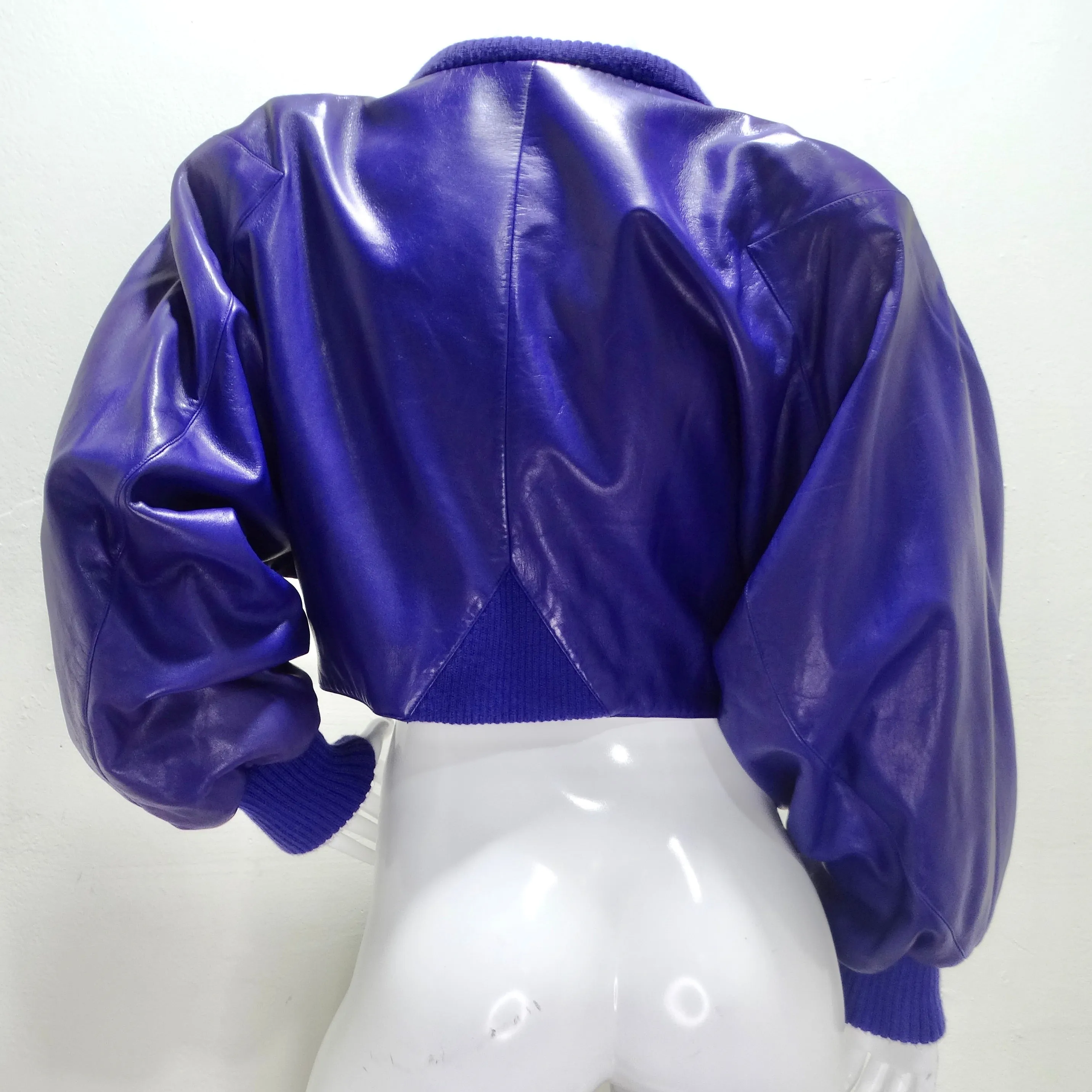 Claude Montana 1980s Purple Leather Cropped Jacket