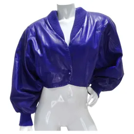 Claude Montana 1980s Purple Leather Cropped Jacket