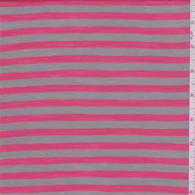 Cocoa/Coral Stripe Rayon Jersey Knit Fabric