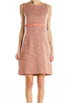 Coral Tweed Sleeveless Dress