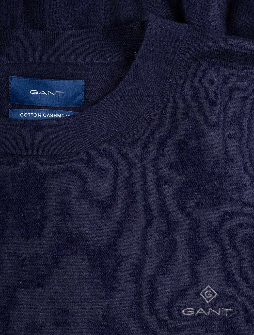 Cotton Cashmere Crew Neck Evening Blue