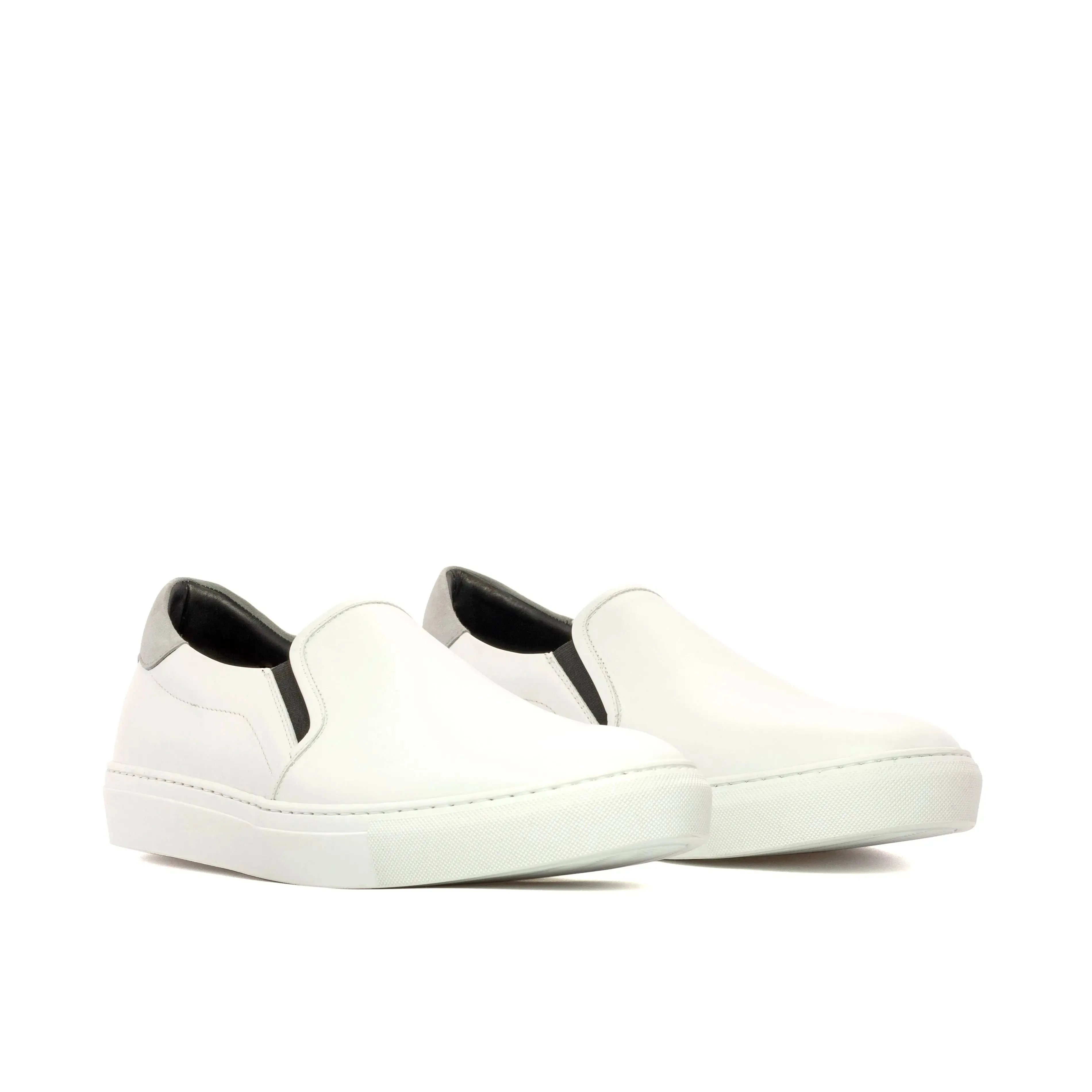 DapperFam Versado in White / Light Grey Men's Italian Suede Slip On