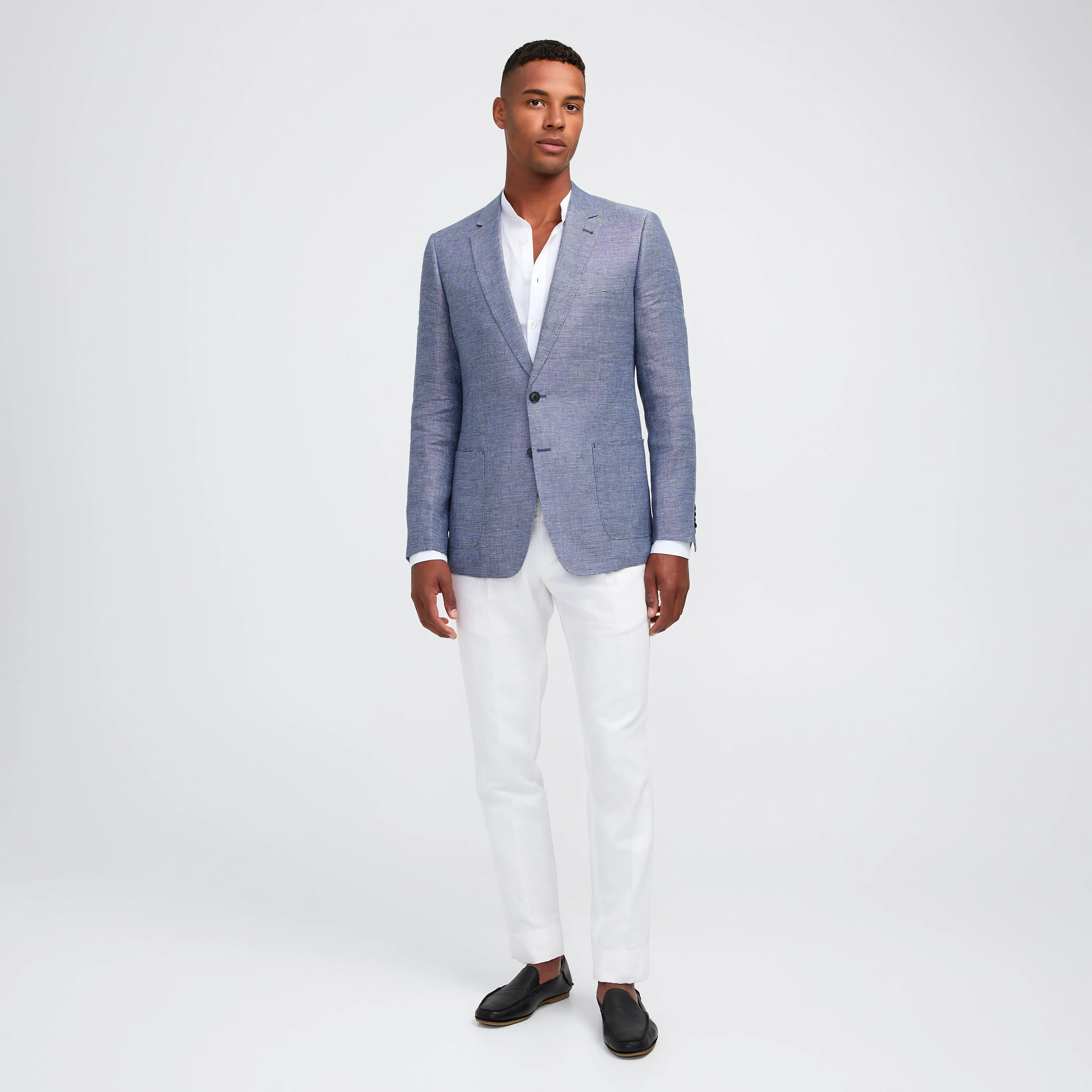 Delave Linen End on End Blazer Light Denim