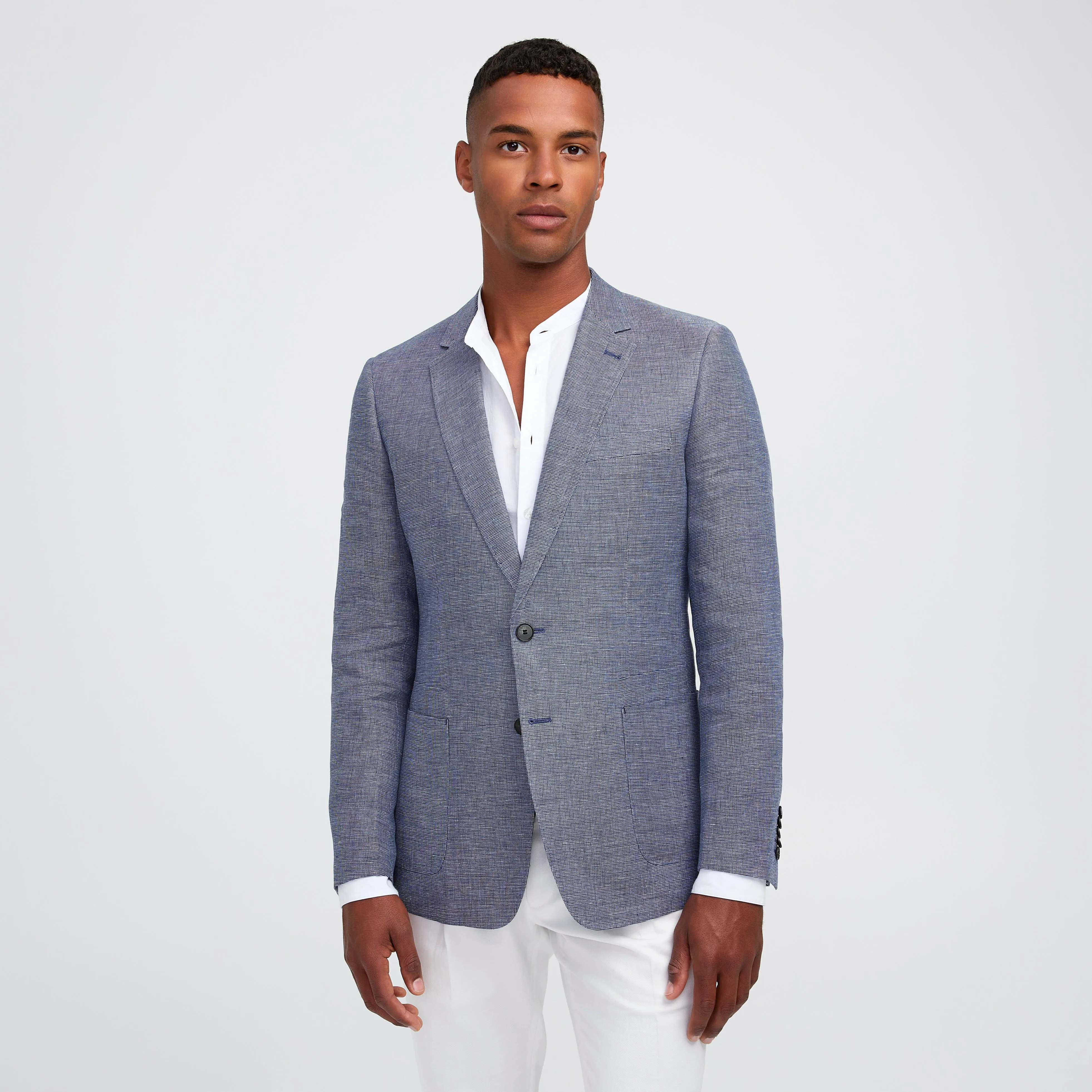 Delave Linen End on End Blazer Light Denim