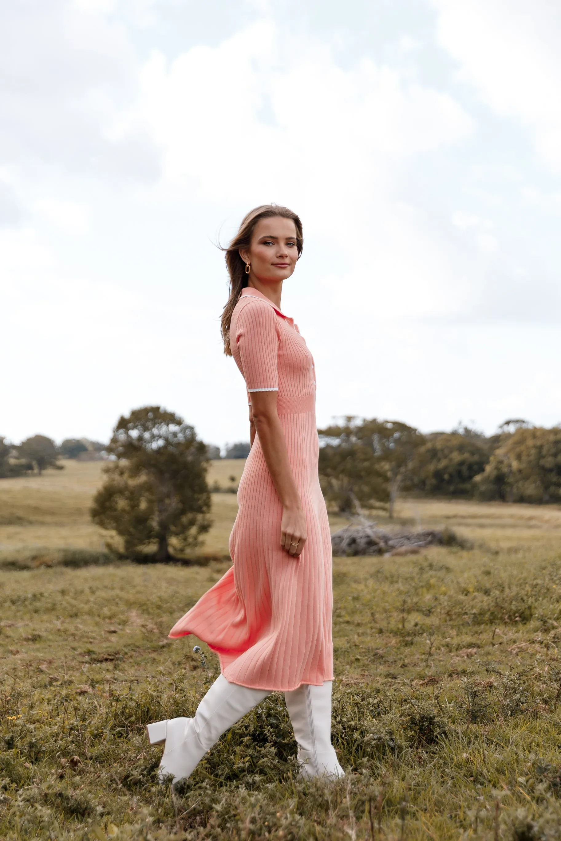 Diana Midi Dress - Coral