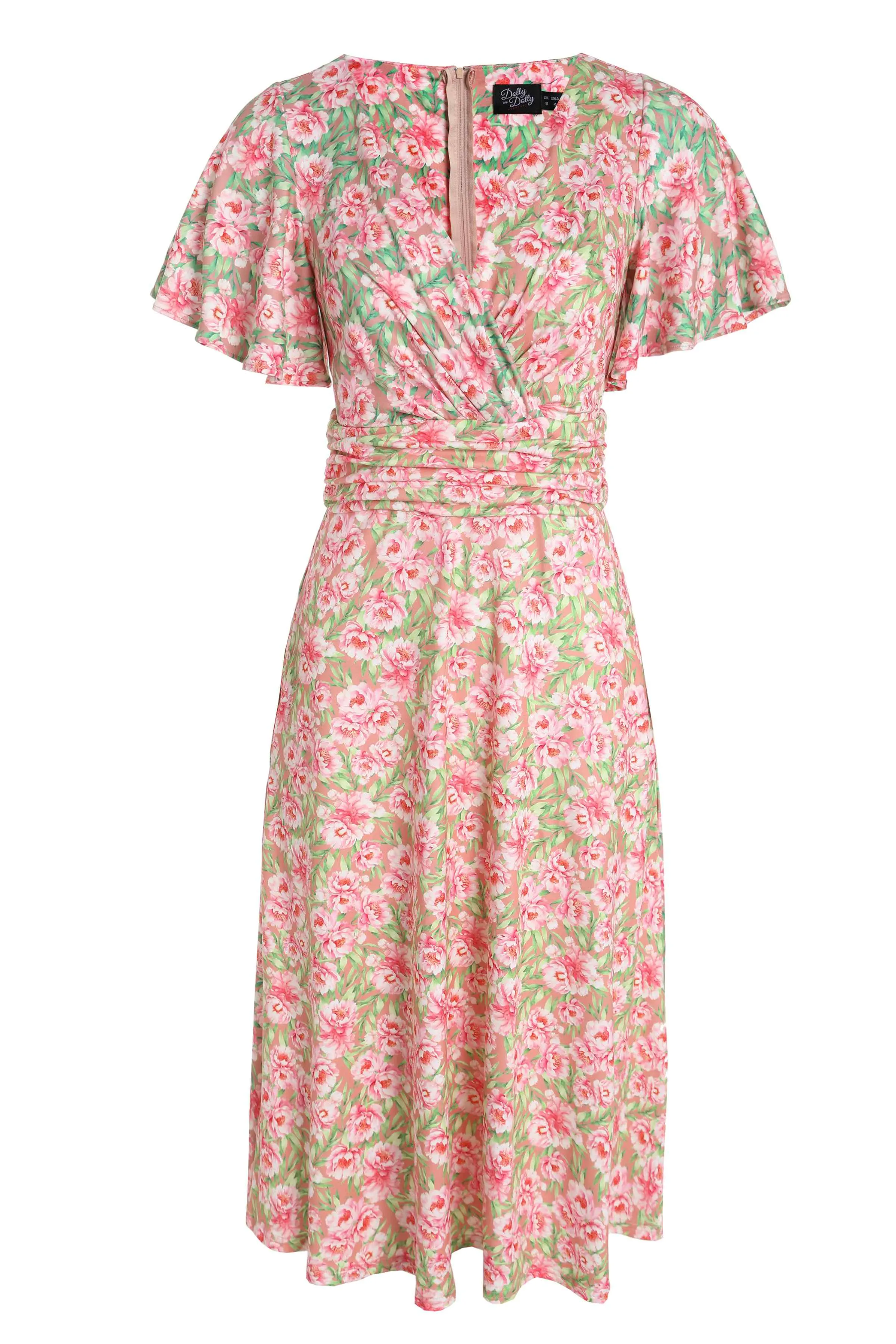 Donna Pink Floral Crossover Bust Dress