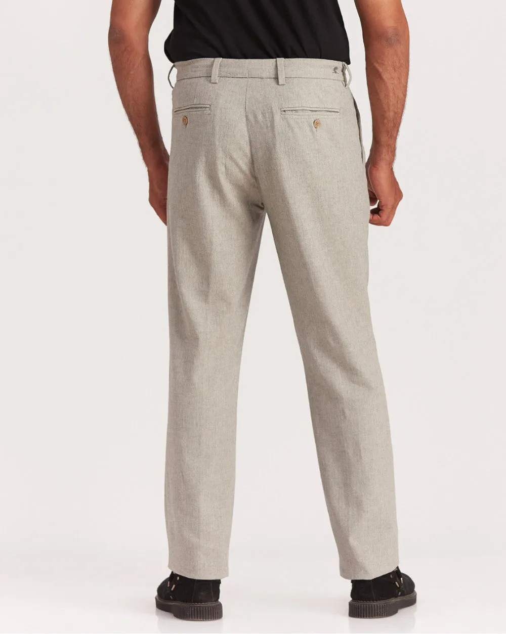 Double Pleated Relaxed Fit Trousers - Grey