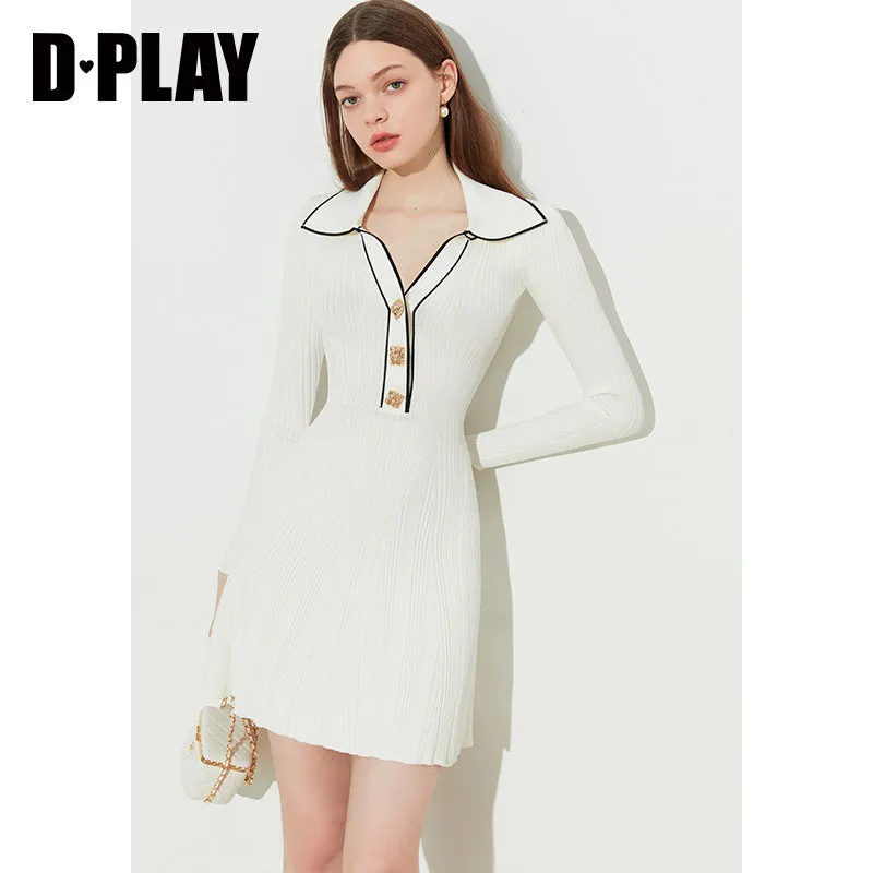 DPLAY Fall Autumn Cream White Knit Dress - Luciea