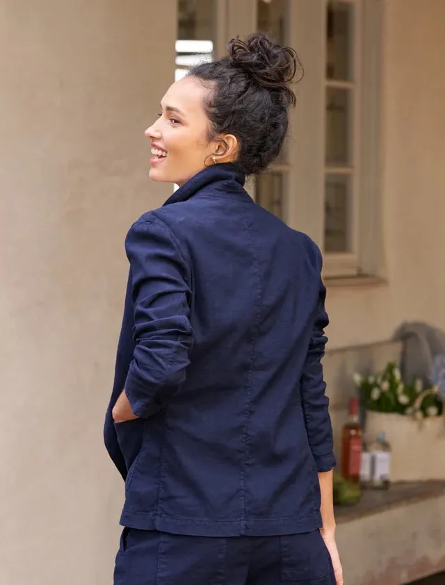 DUBLIN Italian Linen Blazer in Navy