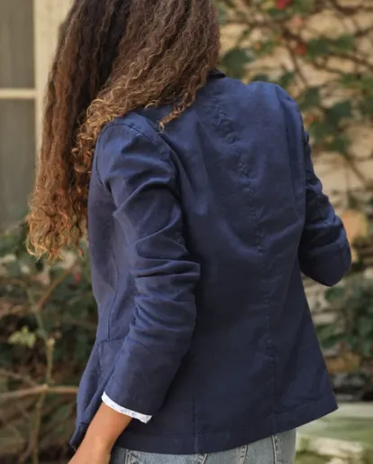 DUBLIN Italian Linen Blazer in Navy