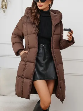 Elegant Long Puffer Winter Jacket with Hood for Women | Ideal for Winter