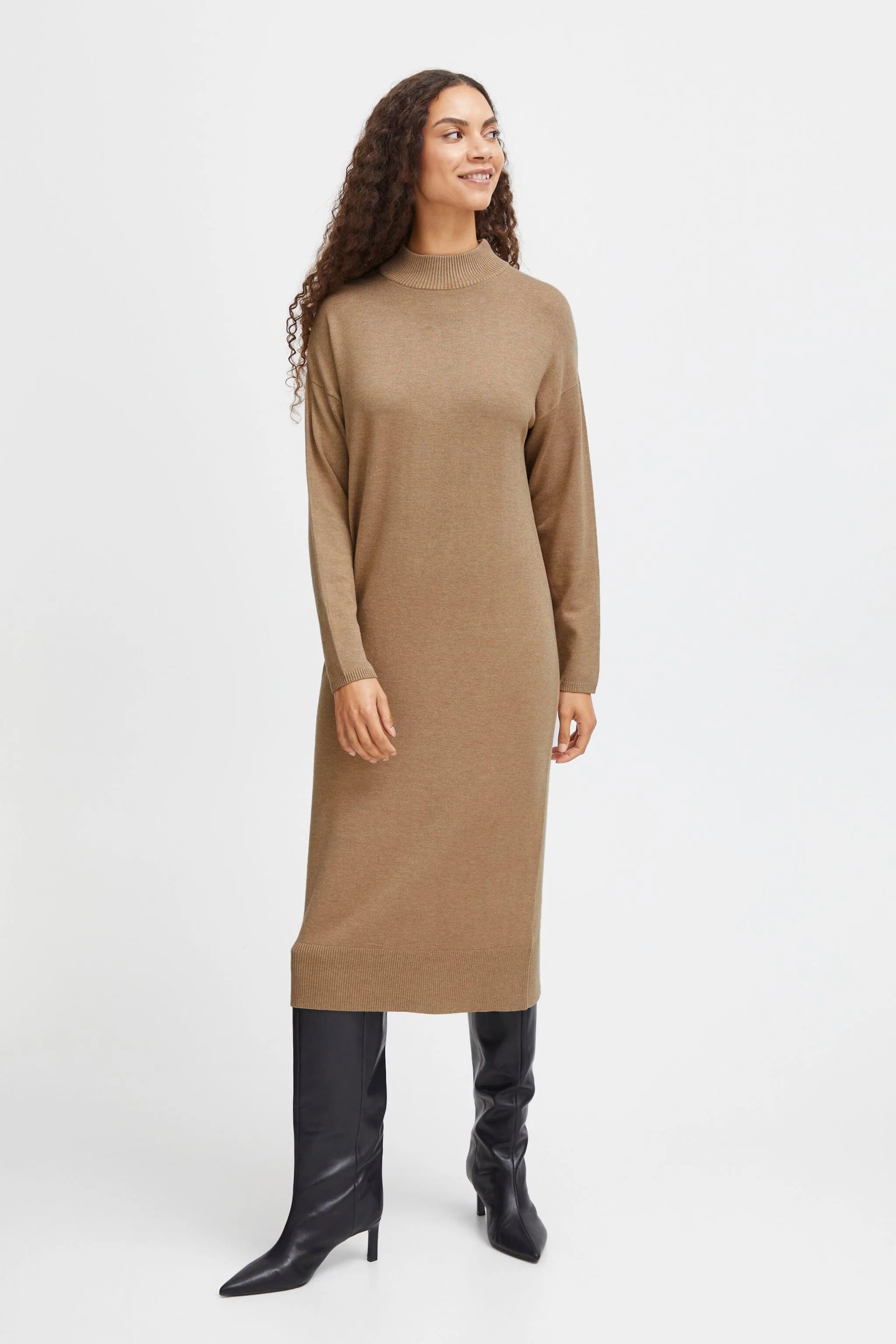 ELEVATED CAMEL SWEATER DRESS