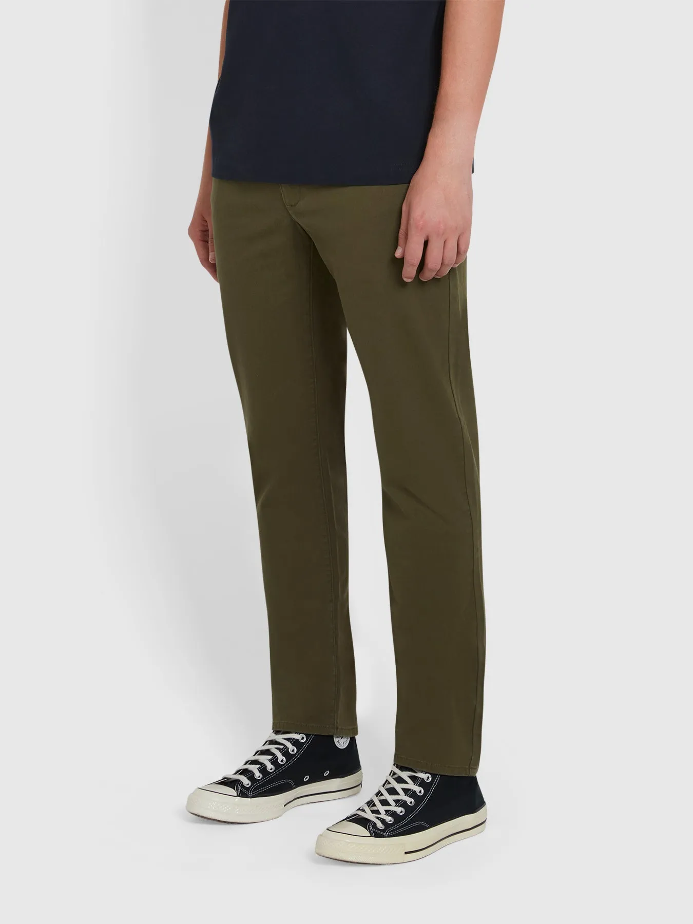 Elm Slim Fit Chinos In Olive Green