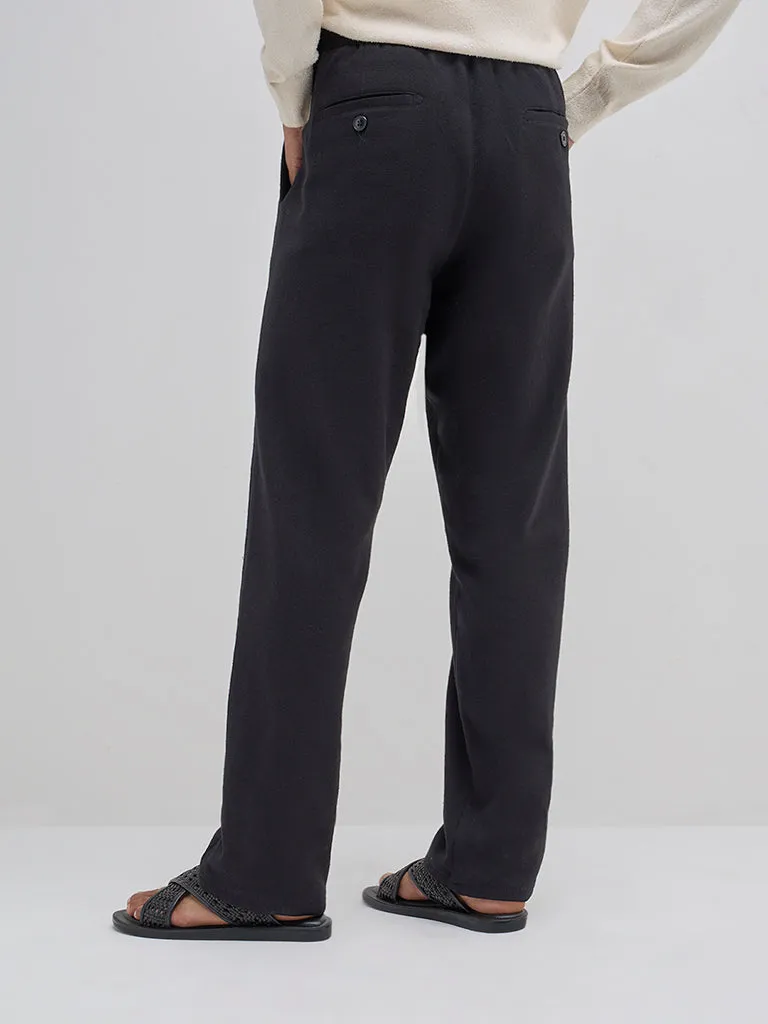 ETA Black Relaxed-Fit Mid-Rise Cotton Blend Chinos