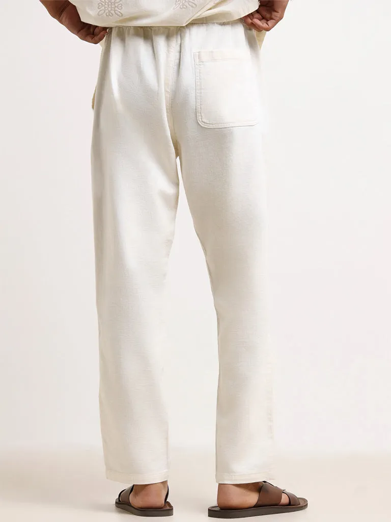 ETA Cream Mid-Rise Cotton Relaxed Fit Chinos