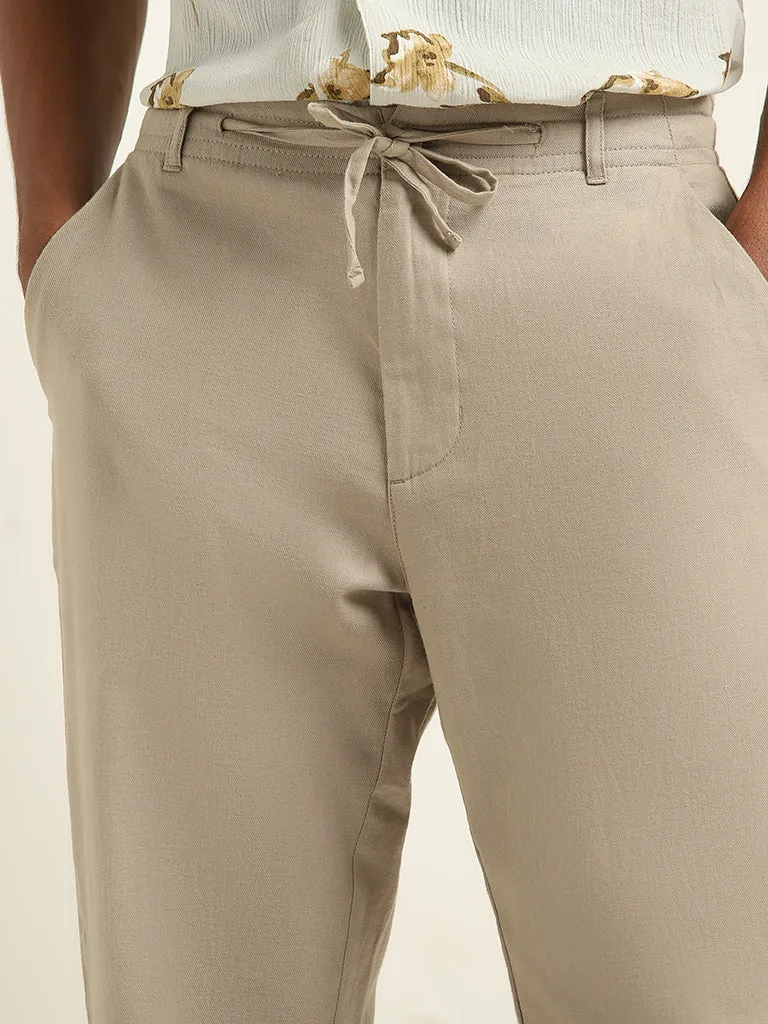 ETA Taupe Relaxed-Fit Mid-Rise Cotton Blend Chinos