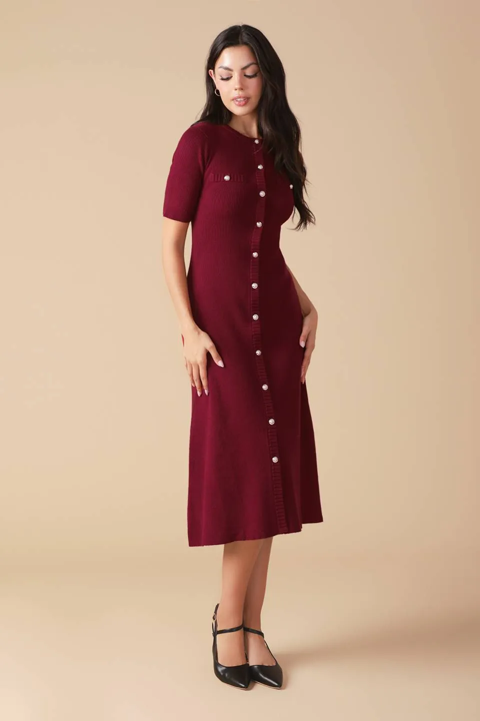 Explore More Collection - URBAN ELEGANCE SWEATER MIDI DRESS