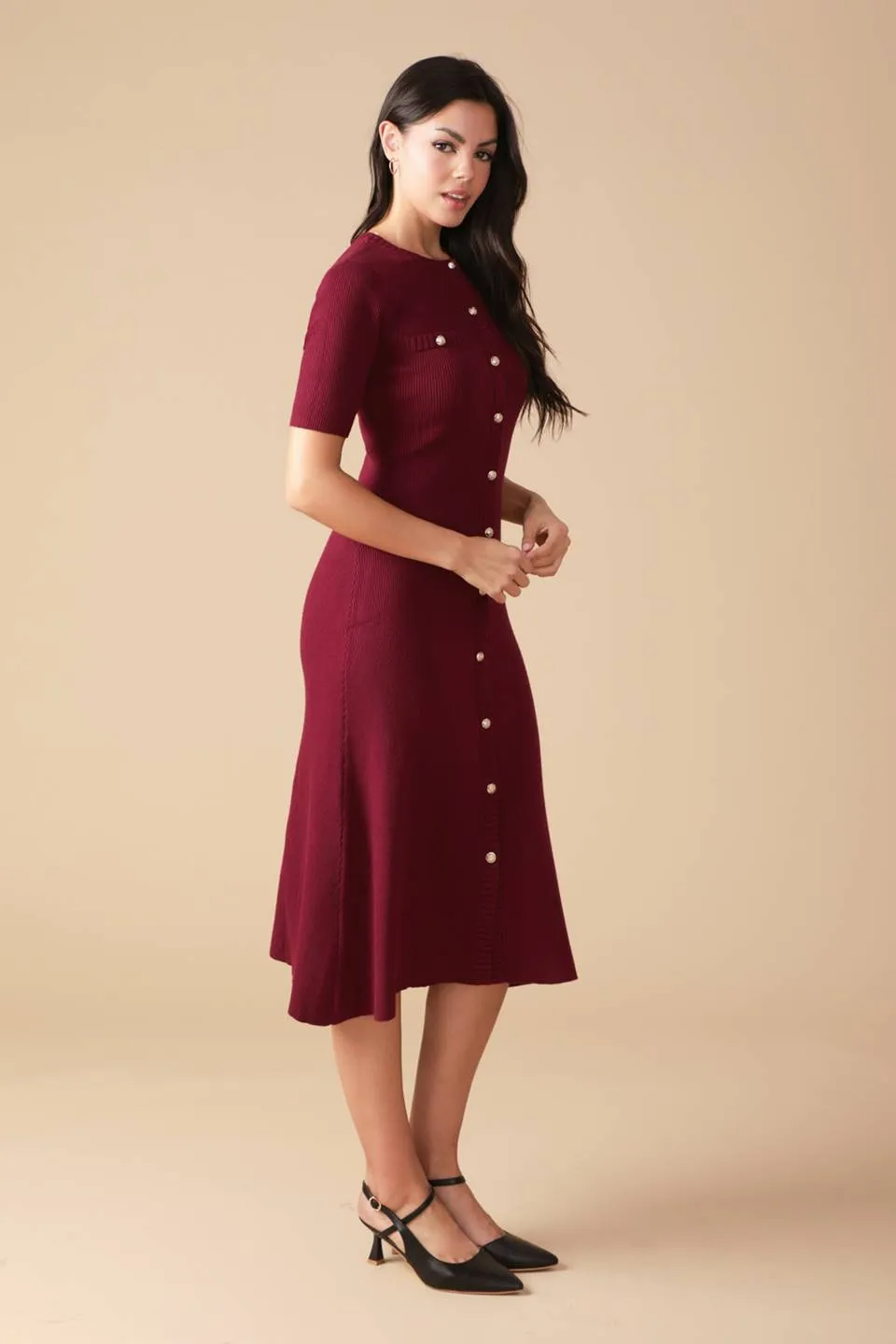 Explore More Collection - URBAN ELEGANCE SWEATER MIDI DRESS