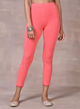 Farah Coral Pink Viscose Lycra Leggings for Women