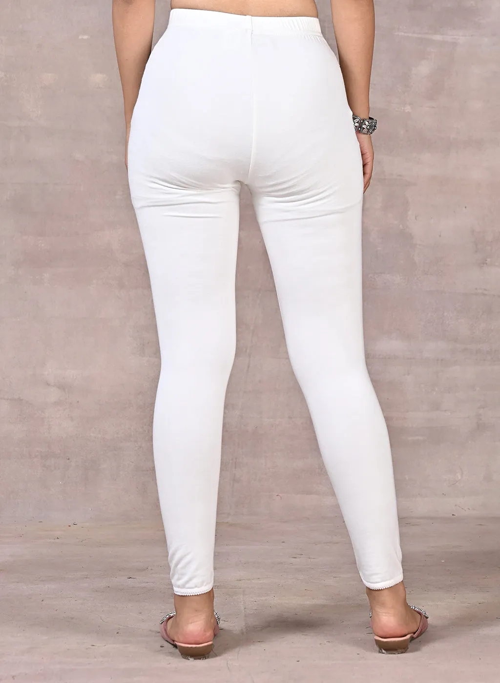 Farah Off White Viscose Lycra Leggings for Women