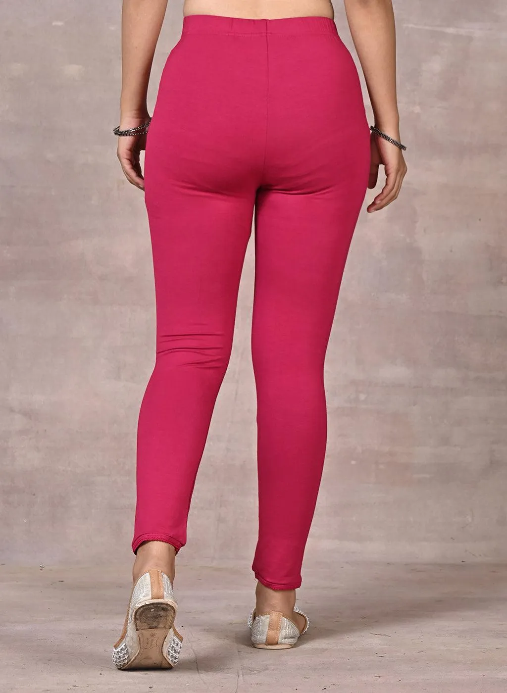 Farah Rose Pink Viscose Lycra Leggings for Women