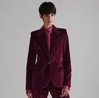 Fitted Pomegranate Velvet Fitted Jacket