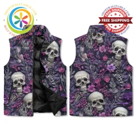 Floral Skulls Puffer Vest