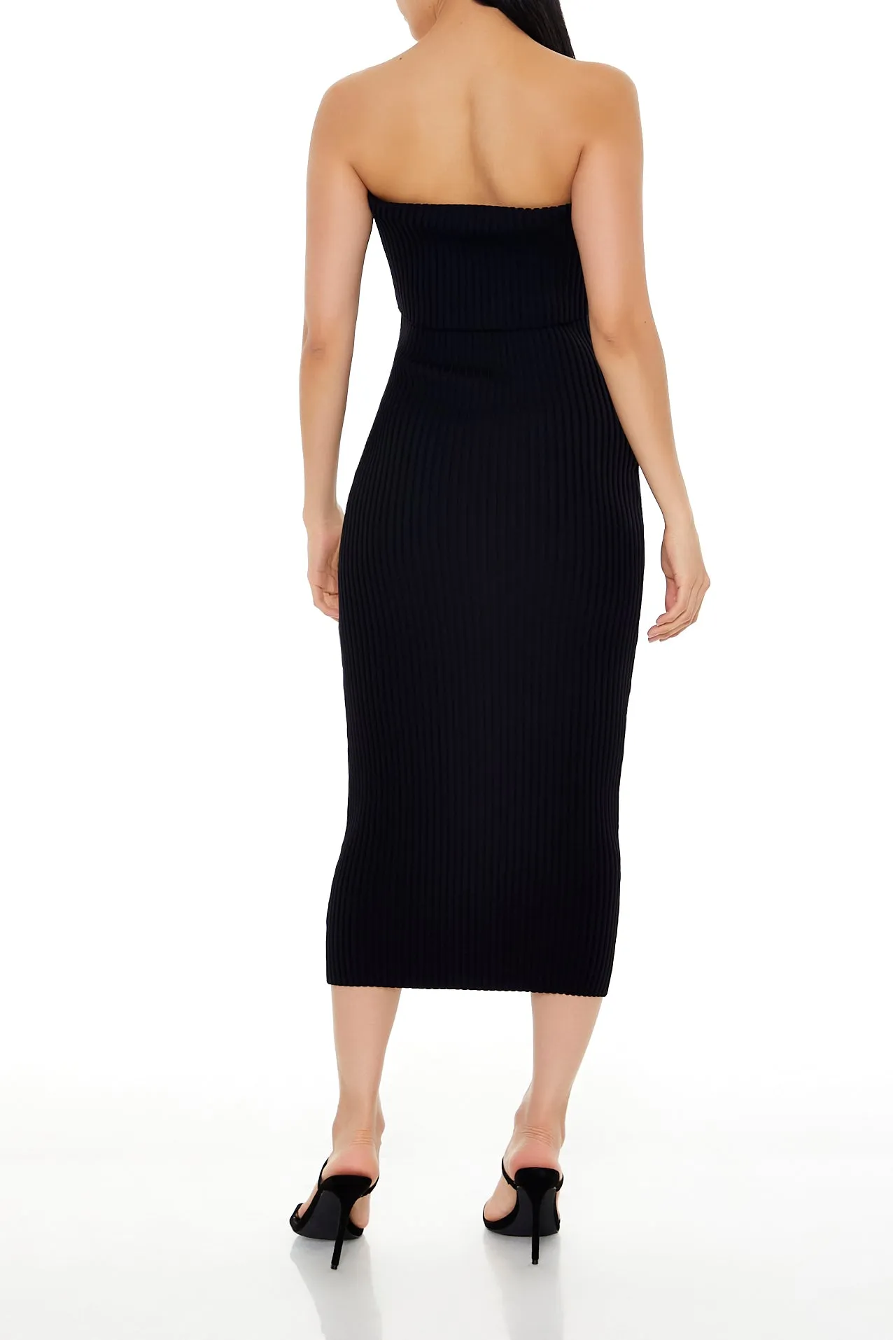 Foldover Strapless Midi Sweater Dress