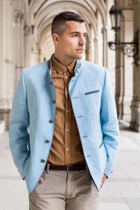 Gamlitz Men's Linen Blazer in Turqouise