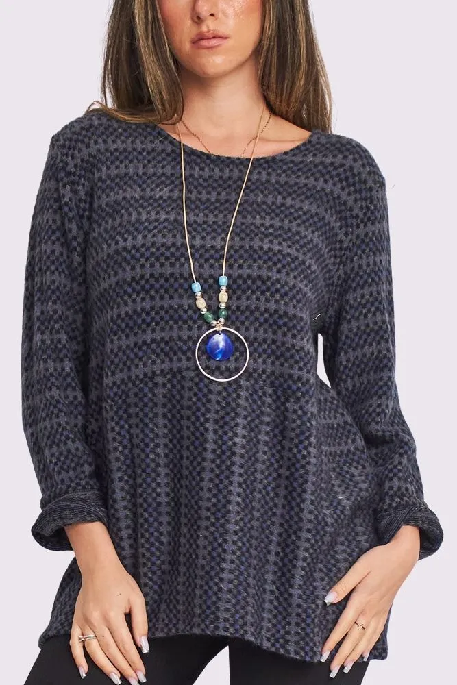 Geometric Stitch Front Panel Necklace Top