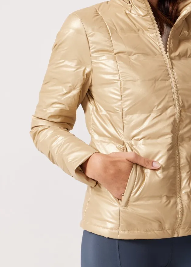 Gold Shimmer Duck Down Puffer Jacket