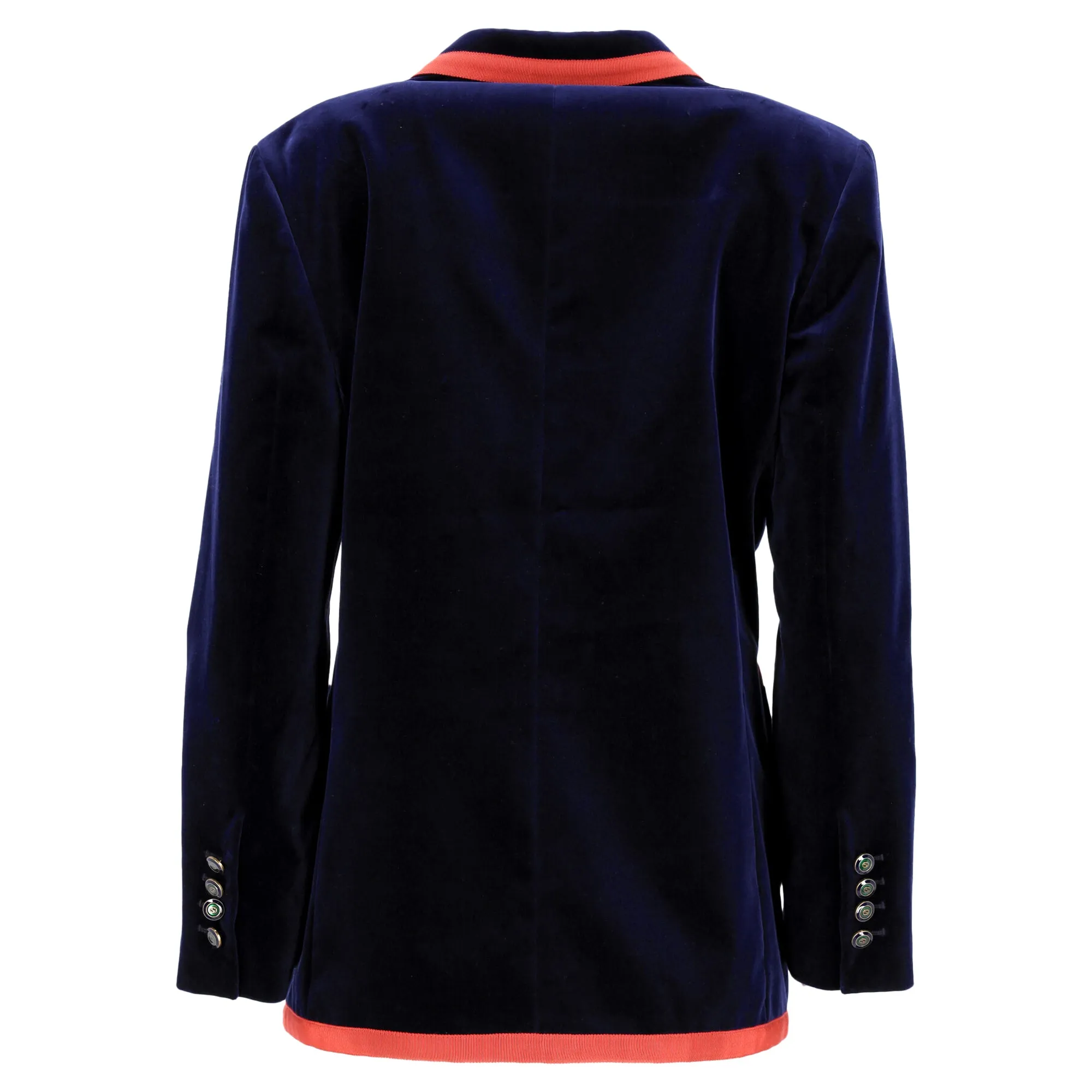 Guccci Web Trim Blazer in Navy Blue Velvet