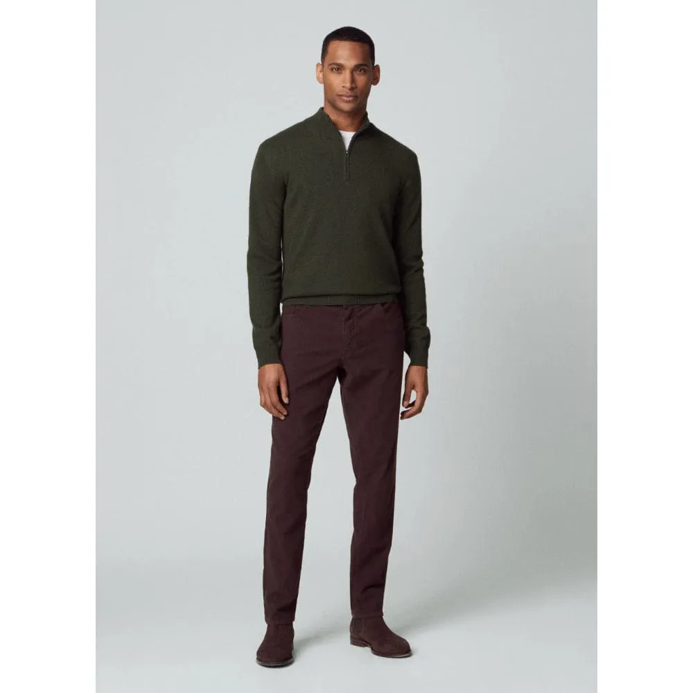 Hackett Merino Cash Mix Half Zip in Dark Green