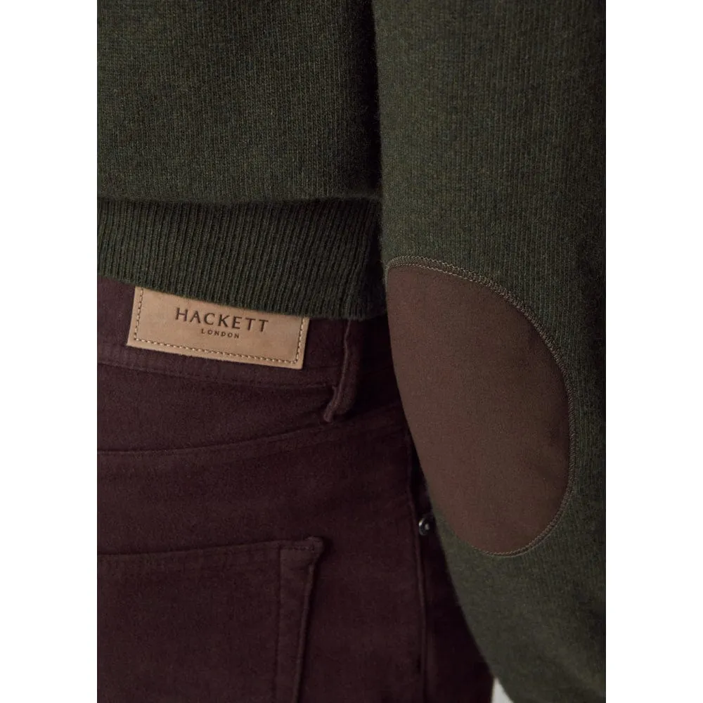 Hackett Merino Cash Mix Half Zip in Dark Green