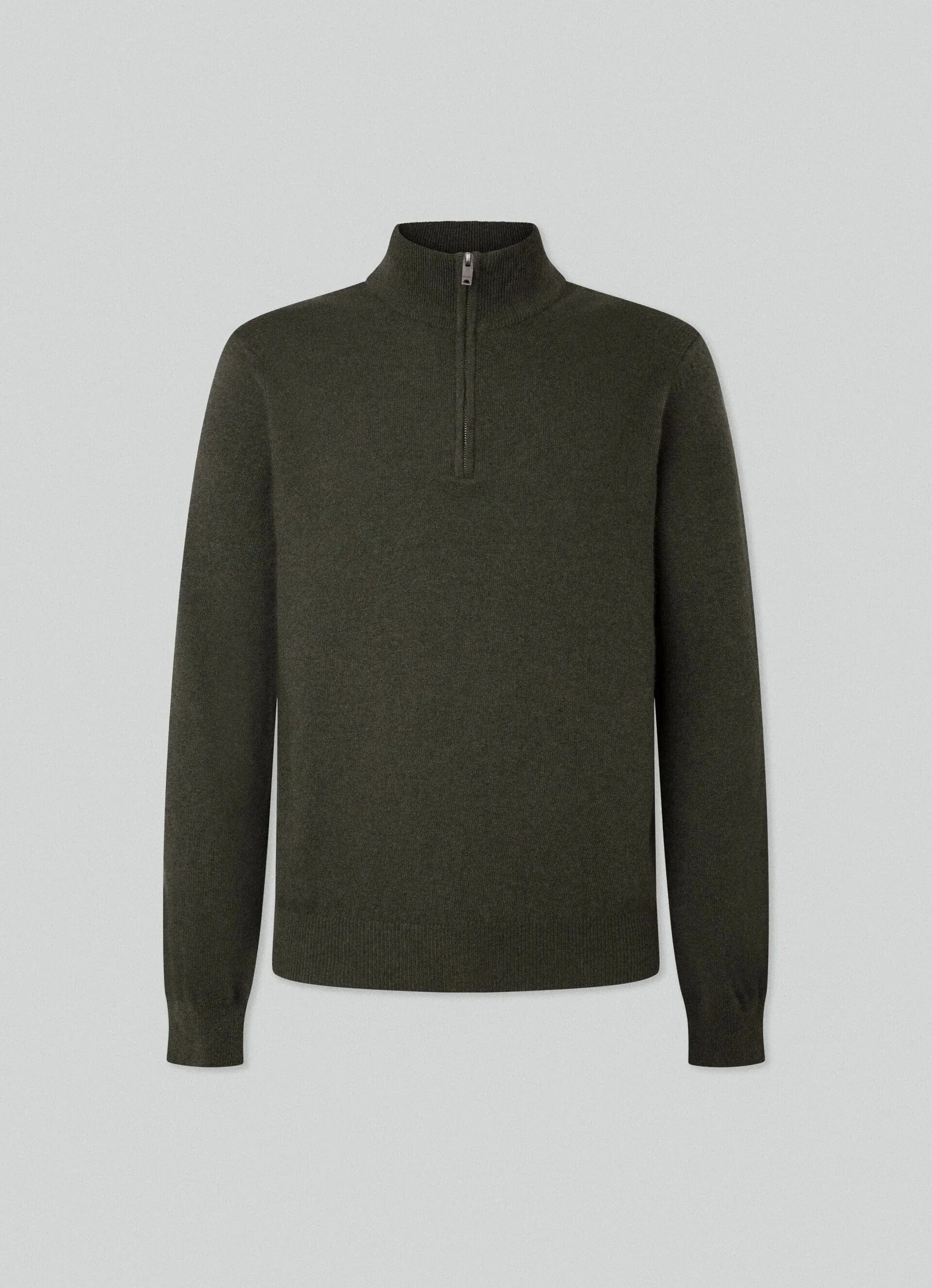 Hackett Merino Cash Mix Half Zip in Dark Green