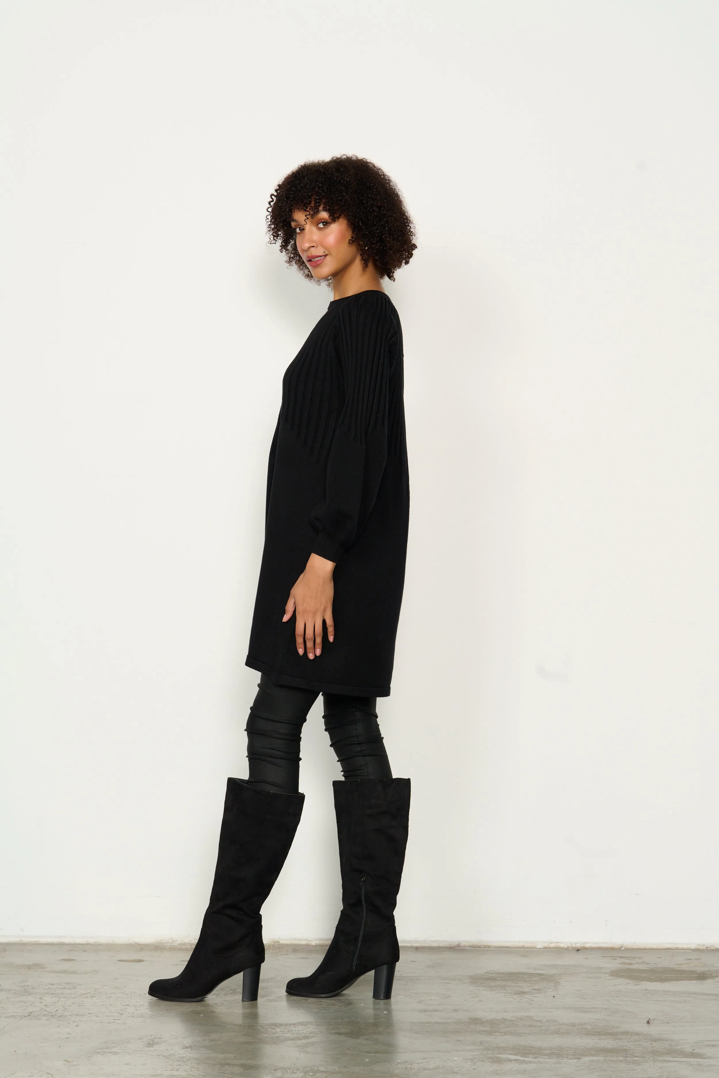 Half Rib Knit Tunic Dress