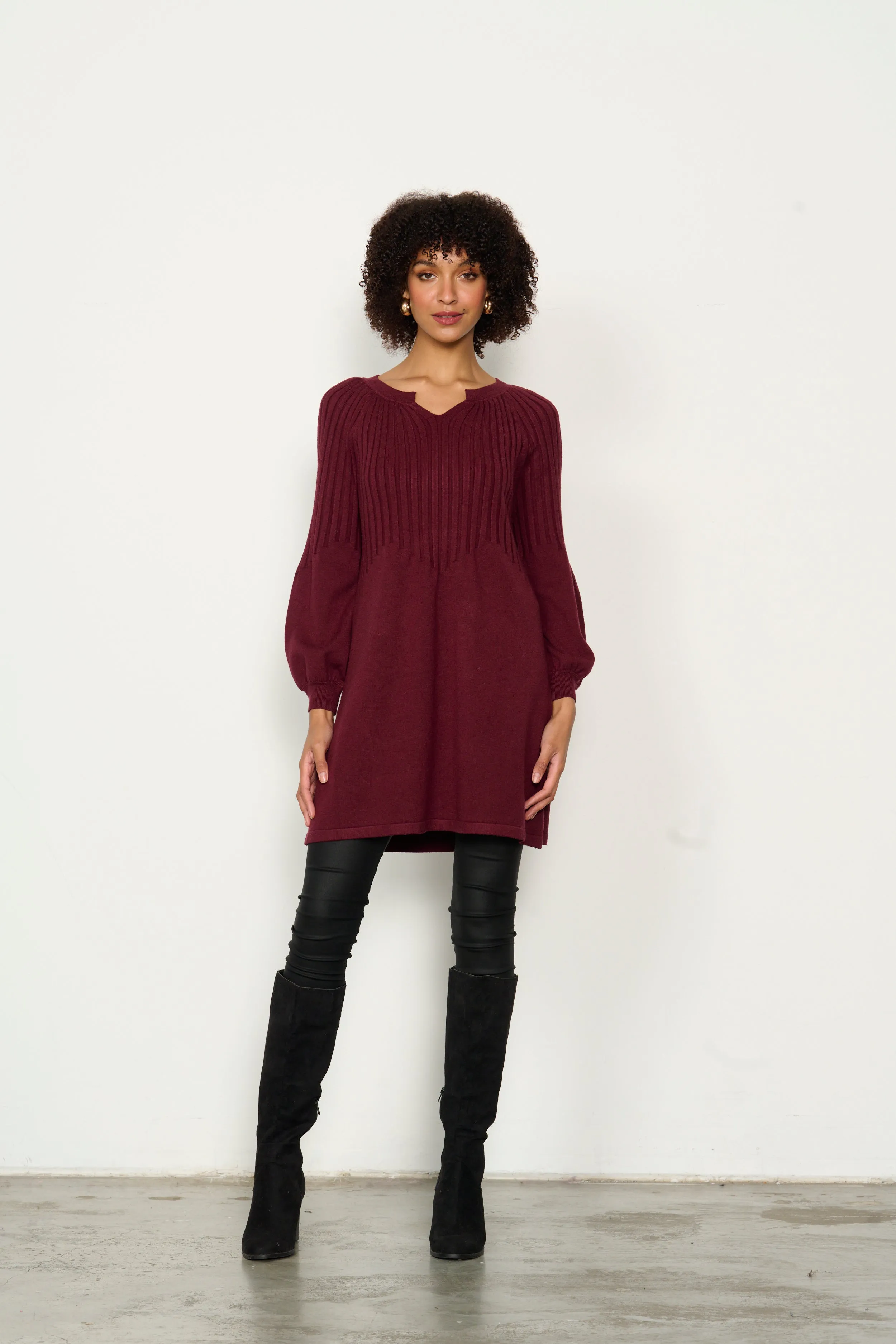 Half Rib Knit Tunic Dress