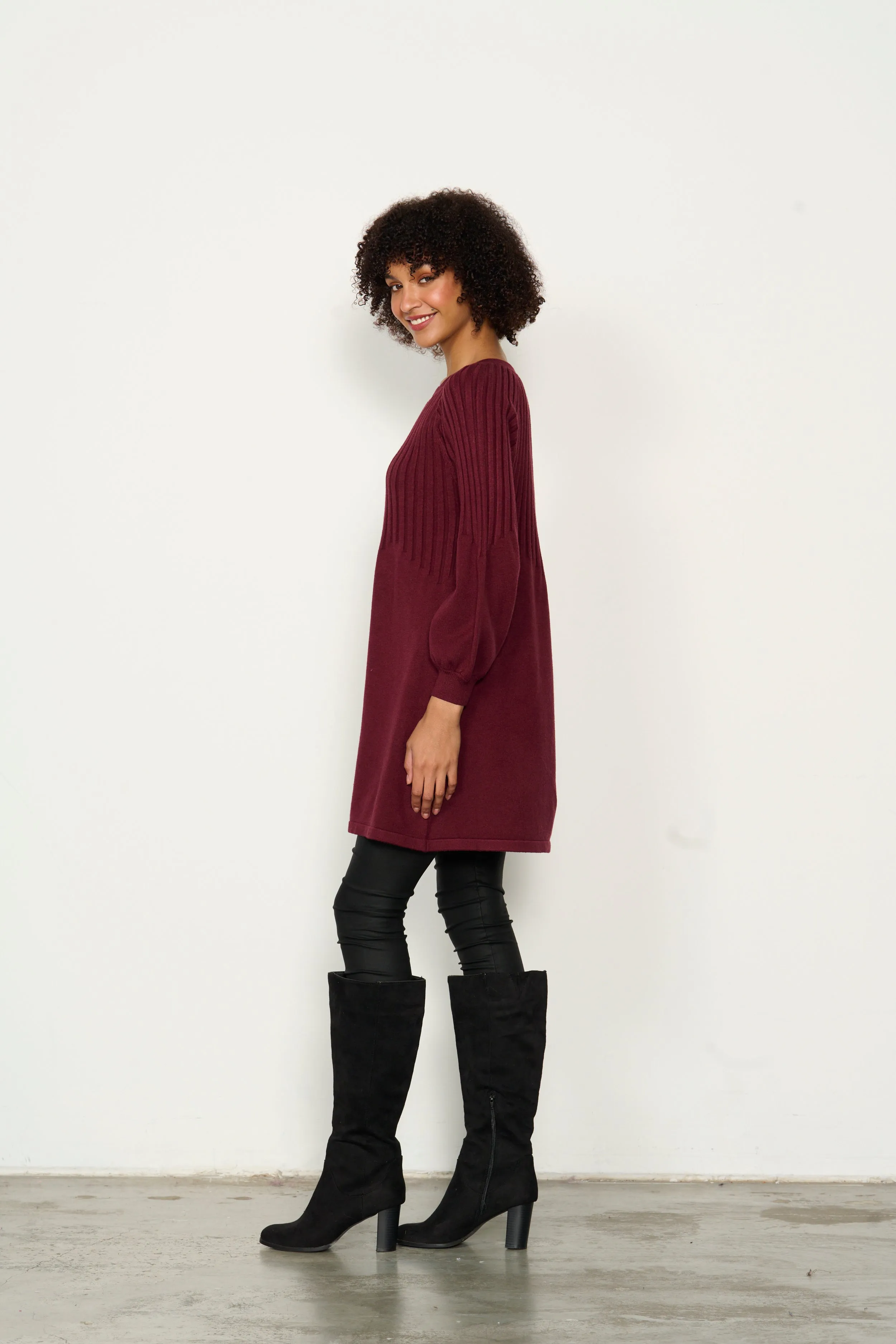 Half Rib Knit Tunic Dress