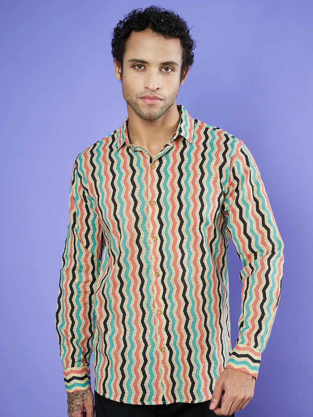 Handcrafted Jaipuri Cotton Full Sleeves Shirt for Men