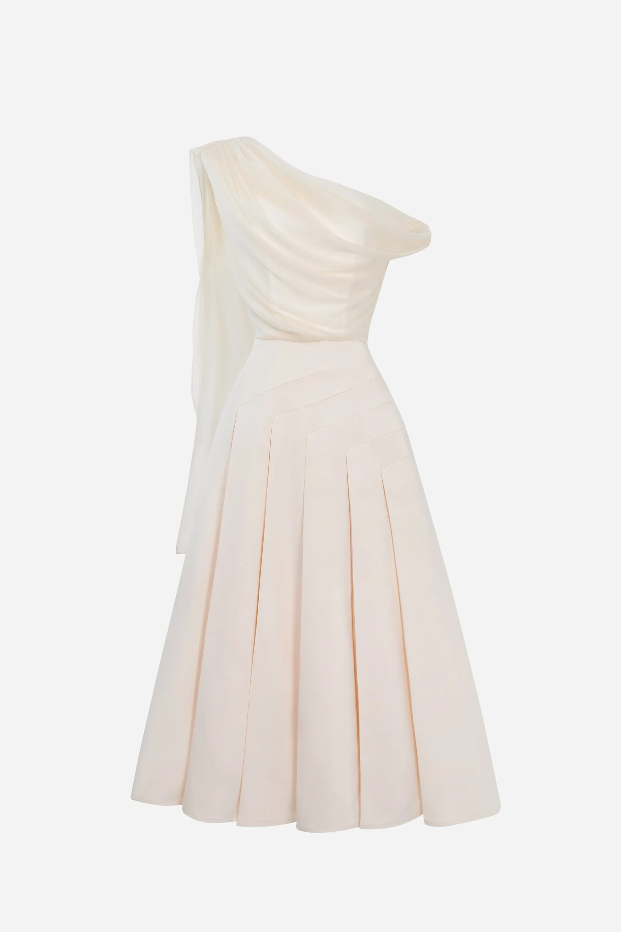 Hazel Pleated One Shoulder Midi Dress