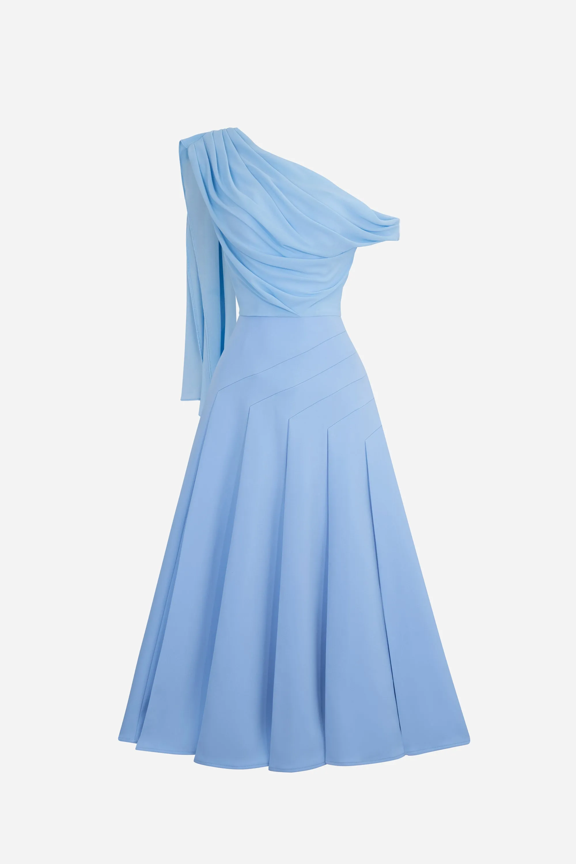 Hazel Pleated One Shoulder Midi Dress