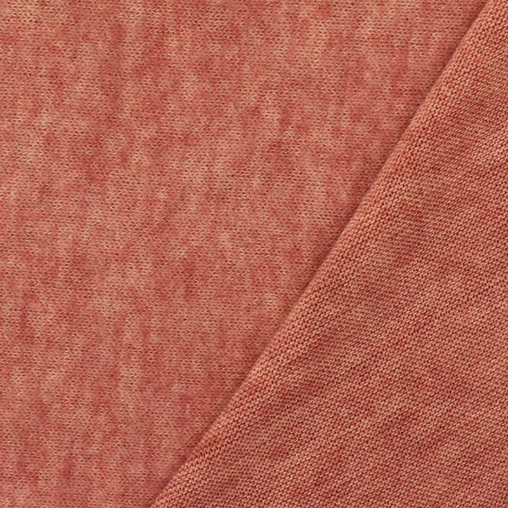 Heather Warm Coral-Beige Stretch Brushed Jersey Knit Fabric