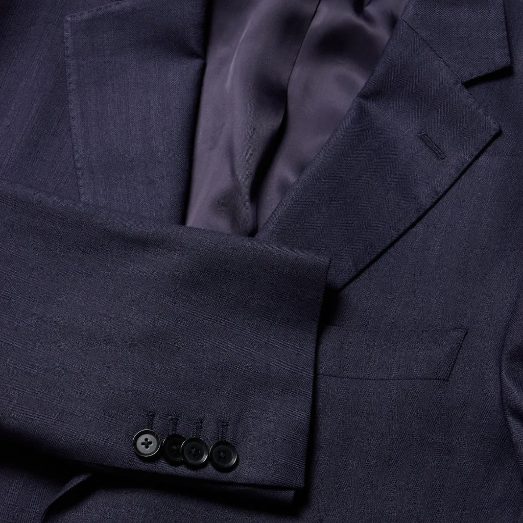 HENRY SARTORIAL Linen Herringbone Soft Blazer NAVY REG