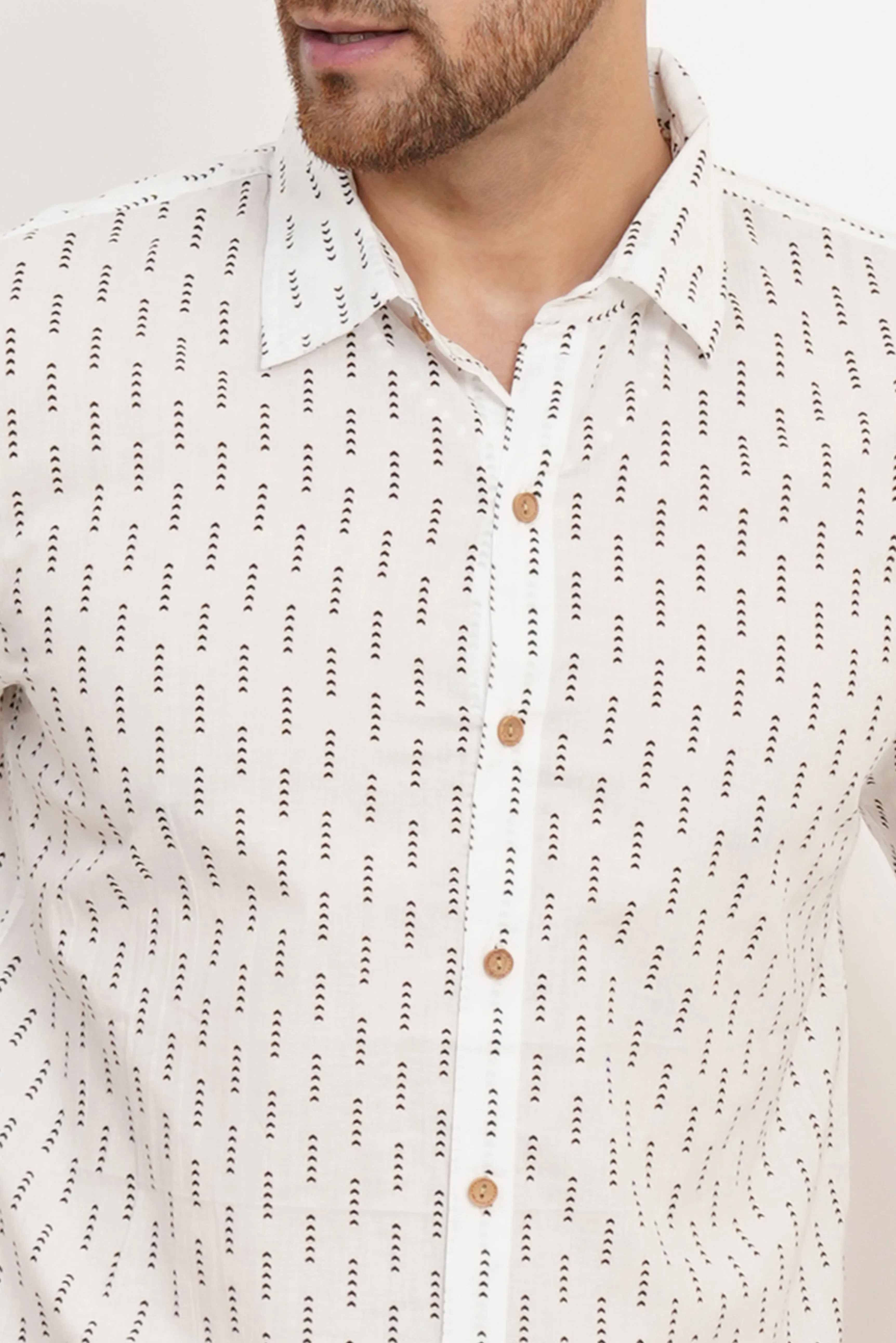 Heritage-Style Cotton Printed Half Sleeves Shirt for Men