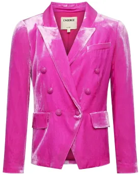 Hot Pink Velvet Double Breasted Kenzie Blazer