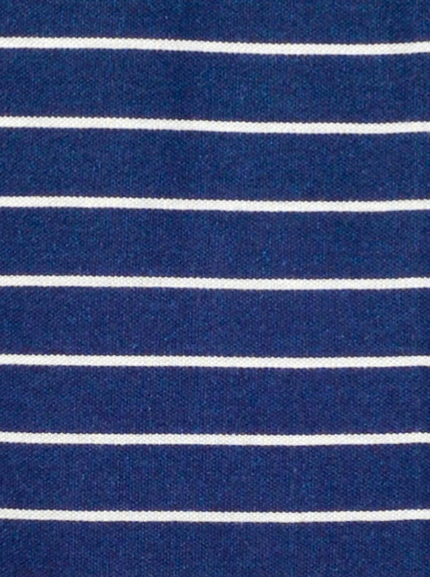 Indigo Blue Striped Slim Fit Polo T-shirt | Greenfibre