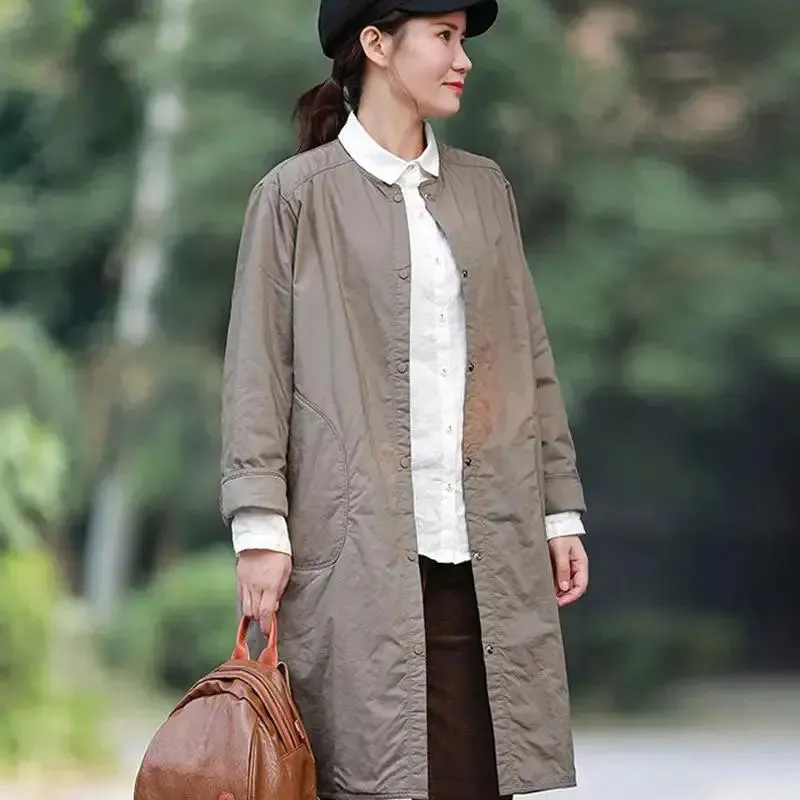 Jacket for Fall Cozy Lightweight Cotton Midi Coat and Winter