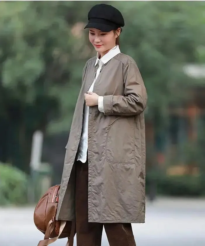 Jacket for Fall Cozy Lightweight Cotton Midi Coat and Winter